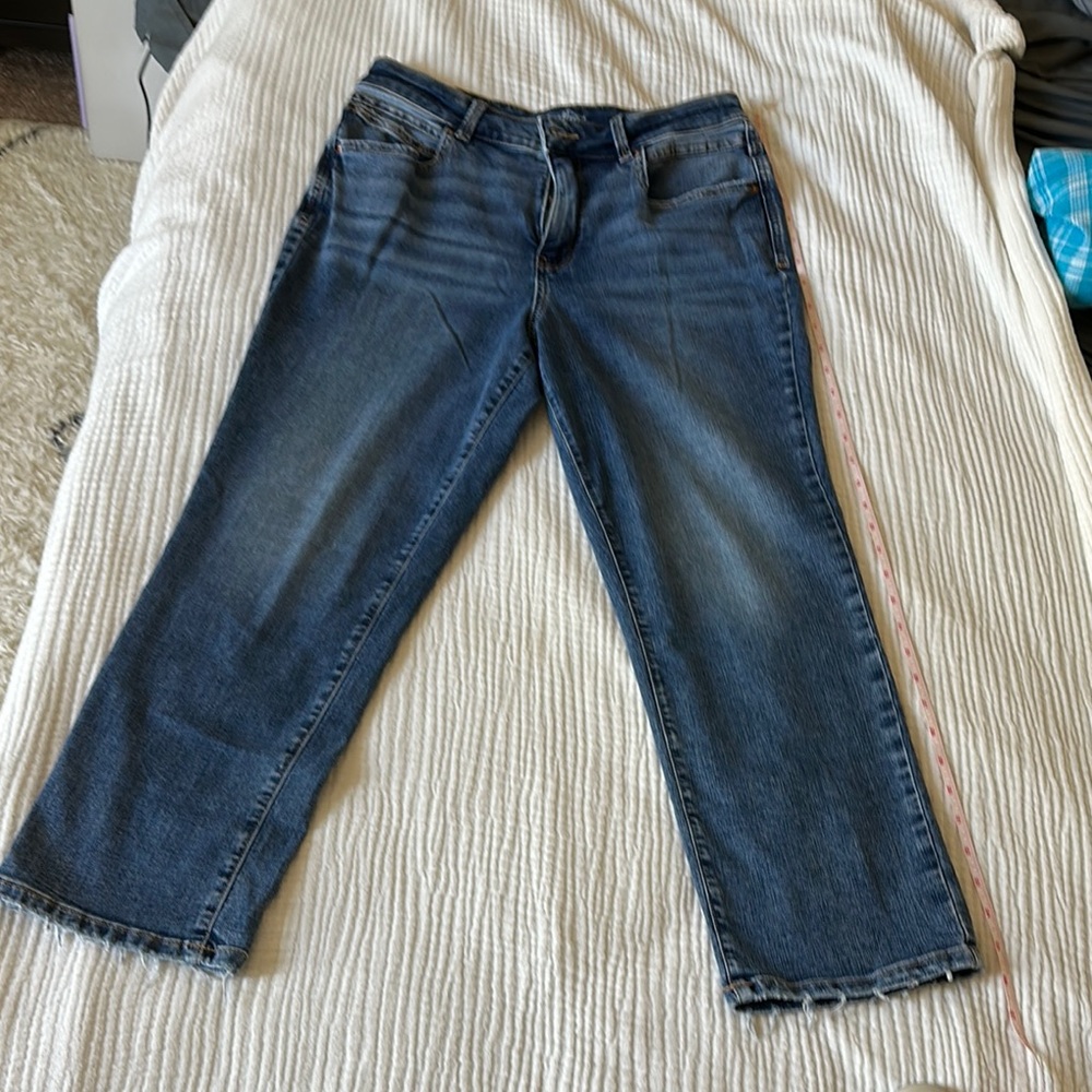 Maurices Blue Straight Leg Jeans with Raw Hem